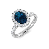London Blue Topaz Halo Gemstone Ring